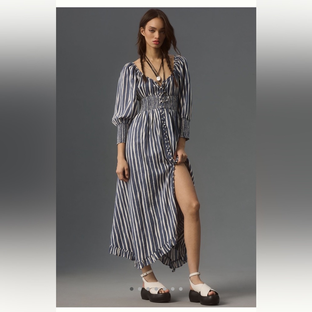 By Anthropologie • Smocked Waist Striped Maxi Dress